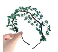 Cerchietto per capelli con ramo di cristallo verde, intrecciato a mano con perline stile foresta, accessorio decorativo per capelli vintage da donna - 3