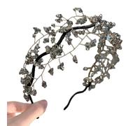 Cerchietto per capelli con ramo di cristallo verde, intrecciato a mano, stile foresta, accessorio decorativo per capelli vintage da donna - 2