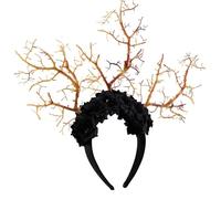 Cerchietto per capelli con ramo di rosa, costume cosplay delicato per lo styling dei capelli per spettacoli dal vivo fasce per capelli carnevali diademi scuri diadema nero della regina del