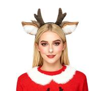 Cerchietto per capelli con renna sfocata per Halloween, Natale, bambini, adulti, feste in maschera, cosplay, Halloween, Lolita, alce e cervo con orecchie di cervo, fascia per capelli, accessorio per