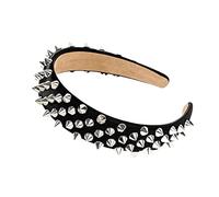 Cerchietto per capelli con rivetti in metallo, alla moda, alla moda, per ragazze, comodo per il trucco, per la doccia, per adolescenti, ragazze, lavare il viso, con borchie, fascia elastica per lavare