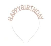 Cerchietto per capelli con scritta "Happy Birthday", diadema con strass scintillanti, per donne, ragazze, accessori per feste di compleanno (oro rosa, taglia unica)