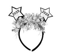 Cerchietto per capelli con scritta "Happy New Year", colore argento dorato 2025, unici per capelli, costume da festival per adulti e bambini