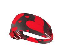 Cerchietto per capelli con stampa di fuochi d'artificio e cuori rossi, fascia elastica per capelli larga, unisex, casual