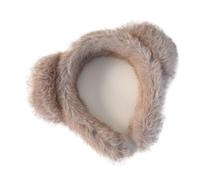 Cerchietto per capelli con stampa leopardata, in finto peluche di visone, accessorio per capelli con orecchie di gatto, soffice, per lavare il viso, cosplay (cachi)