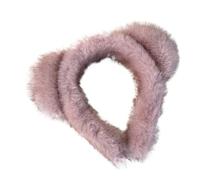 Cerchietto per capelli con stampa leopardata in finto visone, accessorio per capelli con orecchie di gatto, soffice, per lavare il viso, cosplay (rosa)