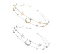 Cerchietto per capelli con stelle e luna, con cristalli scintillanti, per addio al nubilato, spettacoli teatrali, accessori per feste, 2 pezzi