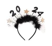 Cerchietto per capelli con stelle scintillanti 2024, per donne e ragazze, regolabile, per feste di Capodanno, cerchietto per capelli con glitter morbido per compleanni, eventi festivi, celebrazioni