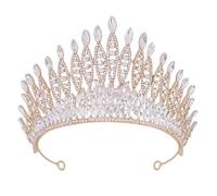 Cerchietto per capelli con strass scintillanti, elegante, da sposa, corone di dimensioni regolabili, per spose e concorsi di bellezza, fascia in lega, Misura unica, come descritto