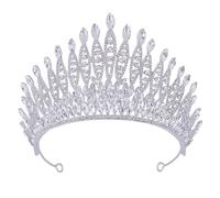 Cerchietto per capelli con strass scintillanti, elegante, da sposa, corone di dimensioni regolabili, per spose e concorsi di bellezza, fascia in lega, Misura unica, come descritto
