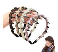 Cerchietto per capelli con teschio alto e perle, stile retrò, in raso, vintage, con perle artificiali, per sposa, feste di nozze, eleganti fasce per capelli con perle intrecciate con denti (satinato