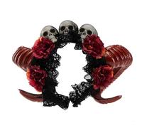 Cerchietto per capelli con teschio di Halloween, corno del diavolo, serie scura, accessorio per capelli a tema per feste a tema, festival musicali