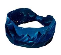 Cerchietto per capelli da donna, con cielo stellato, nuvole e montagne, morbida e larga, assorbe il sudore, per sport, yoga, allenamento, elastico, annodato