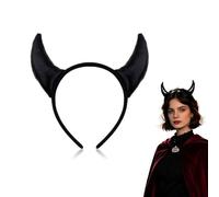 Cerchietto per capelli da donna con corna da diavolo, accessori per capelli | Cerchietto nero per Halloween per feste servizi fotografici in pelle demone fascia per capelli spessi e fini accessori per