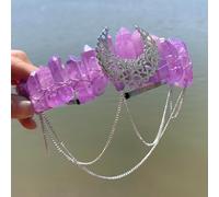 Cerchietto per capelli da donna, con cristalli di quarzo, pietra naturale, catena in metallo, nappe, stile bohémien, corona per feste di nozze