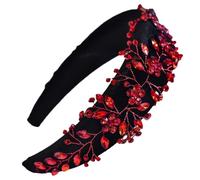 Cerchietto per capelli da donna con cristalli rossi lampeggianti, stile barocco, per gioielli quotidiani