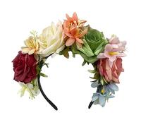 Cerchietto per capelli da donna, con fiore finto e teschio, sottile, per Halloween, alla moda, per matrimoni, feste, fotografie, acconciature
