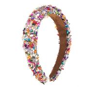 Cerchietto per capelli da donna, con gemma barocca colorata, ampia fascia per capelli, con strass, copricapo per matrimonio, compleanno, festa, uso quotidiano, colorato