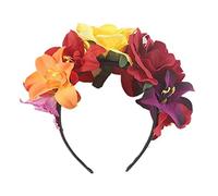 Cerchietto per capelli da donna con ghirlanda di rose in stile messicano, accessori per capelli per Halloween, carnevale, feste, spettacoli teatrali