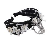 Cerchietto per capelli da donna con nodo floreale con strass e nappe
