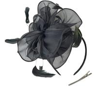 Cerchietto per capelli da donna, con piume, in organza, per cocktail party, accessorio per capelli con piume