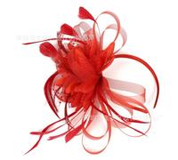Cerchietto per capelli da donna, con piume, per banchetti e feste nuziali, tiara rossa