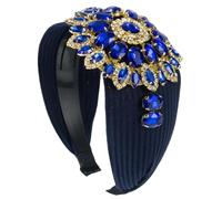 Cerchietto per capelli da donna con strass, accessorio per capelli con fiore, colore: blu
