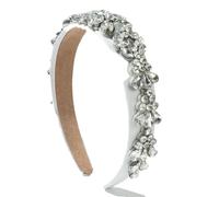 Cerchietto per capelli da donna, con strass blu e bianchi, con perline di cristallo, largo, accessorio per capelli alla moda