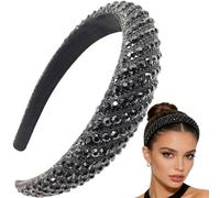 Cerchietto per capelli da donna con strass, imbottito, stile barocco, alla moda, per feste, balli, corona, accessori per capelli, nero, H60138