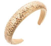 Cerchietto per capelli da donna e ragazza, fatto a mano, con perline, con paillettes, a tesa larga, accessorio per capelli, marrone