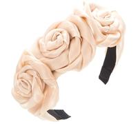 Cerchietto per capelli da donna e ragazza, fatto a mano, con velo leggero, con bordo largo, accessorio per capelli per feste fatate, bianco crema