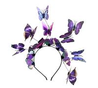 Cerchietto per capelli da donna e ragazza, festa, fata, farfalla, tiara, cerchietto per concorsi di bellezza, matrimonio, ballo di fine anno, compleanno (viola)