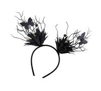 Cerchietto per capelli da donna in corno realistico con farfalla floreale accessorio per feste in costume da diavolo corno per capelli