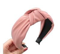 Cerchietto per capelli da donna, in ecopelle, largo 6 cm, con nodi, fascia elastica in stile retrò, annodata, per la cura del viso, trucco, rosa