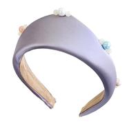 Cerchietto per capelli da donna in morbido tessuto con perle, con teschio alto, per acconciature eleganti, tutte le fasce abbinate