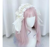 Cerchietto per capelli da donna in pizzo con orecchie da coniglietto Lolita, per Halloween, cosplay, feste, colore: bianco