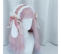 Cerchietto per capelli da donna in pizzo con orecchie da coniglietto Lolita, per Halloween, cosplay, feste, colore: rosa