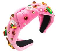 Cerchietto per capelli da donna, in velluto di Natale, estetico, con strass e fascino, copricapo festivo, casual, stile francese