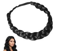 Cerchietto per capelli da donna, intrecciato, 3 fili, intrecciato, regolabile, per acconciature da donna, Dirndl, colore nero