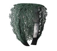 Cerchietto per capelli da donna, larghezza 11 cm, stile vintage, floreale in pizzo, elastico, elegante fascia per capelli, accessorio per capelli per matrimonio, sera, verde