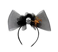 Cerchietto per capelli da donna, per feste di Halloween, con fiocco, con ragni e teschi, fascia per trucco per ragazze e cosplay