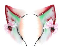 Cerchietto per capelli da donna, per simulazione creativa di fragole per orecchie di gatto, fascia in peluche con fiocco rosso animale copricapo tutto abbinato per Cos