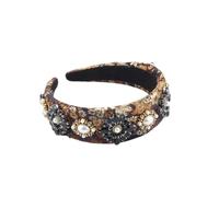 Cerchietto per capelli da donna, stile barocco europeo-americano, con strass, per danza e viaggi