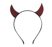 Cerchietto per capelli da donna, vintage, con corna da diavolo, strass e cristalli, fascia per capelli per Halloween, feste di Halloween, discoteca