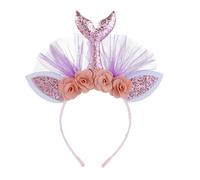 Cerchietto per capelli da principessa a grandi dimensioni, per feste di compleanno, fata luccicante, splendido costume da ragazza con fiori, fascia per capelli per donne