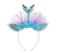 Cerchietto per capelli da principessa a grandi dimensioni, per feste di compleanno, fata luccicante, splendido costume da ragazza con fiori, fascia per capelli per donne