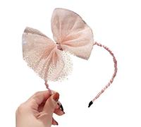 Cerchietto per capelli da principessa, in pizzo, con paillettes, con fiocco in rete, per feste di compleanno, in tessuto