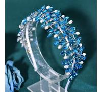 Cerchietto per capelli da sposa con perle e strass, accessori per capelli per damigella d'onore, Hp608-blu lago