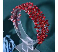 Cerchietto per capelli da sposa con perle e strass, accessorio per capelli per damigella d'onore, colore rosso Hp608