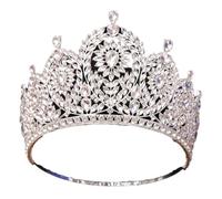 Cerchietto per capelli da sposa con strass e corona da regina reale di lusso, Misura unica, Strass